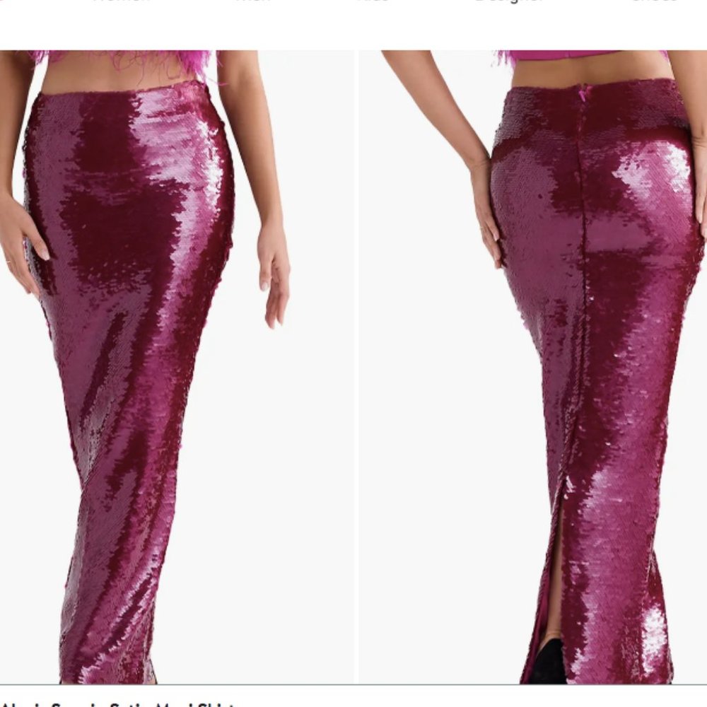 NWOT House of CB 'Alexis' Hot Pink Sequin Maxi Skirt Sz L